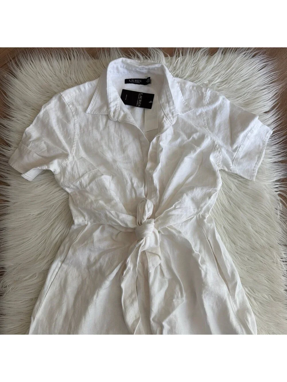 Ralph Lauren Belted Cotton-Blend Shirtdress size 12 P